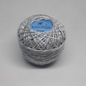 Novelo de Crochet Metalizado - Prateado Fino